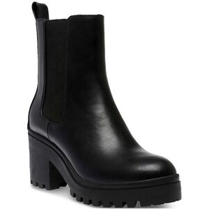 Wild Pair Womens Brooklan Faux Leather Lug Sole Chelsea Boots | Black 10M New